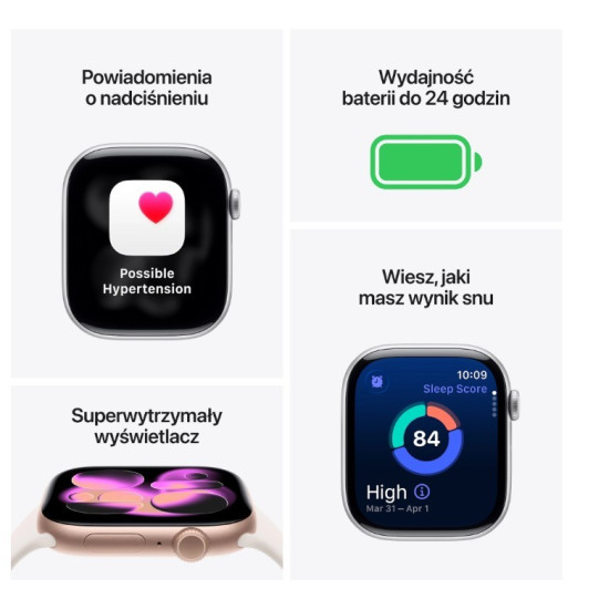 Watch Series 11 GPS + Cellular koperta 46 mm z tytanu w kolorze naturalnym, bransoleta mediolańska w kolorze naturalnym - rozmiar S/M