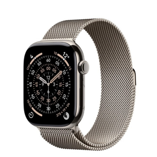 Watch Series 11 GPS + Cellular koperta 46 mm z tytanu w kolorze naturalnym, bransoleta mediolańska w kolorze naturalnym - rozmiar M/L