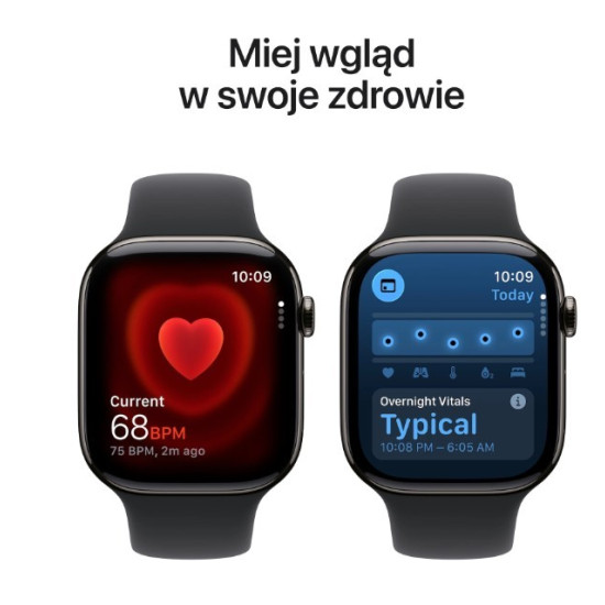 Watch Series 11 GPS + Cellular, koperta 46 mm z tytanu w kolorze łupku, pasek sportowy w kolorze czarnym - rozmiar S/M