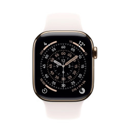 Watch Series 11 GPS + Cellular koperta 46 mm z tytanu w kolorze złotym, pasek sportowy w kolorze łagodnego różu - rozmiar M/L