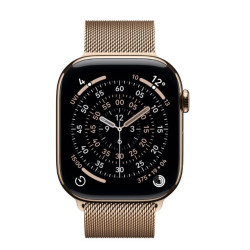 Watch Series 11 GPS + Cellular, koperta 46 mm z tytanu w kolorze złotym, bransoleta mediolańska w kolorze złotym S/M