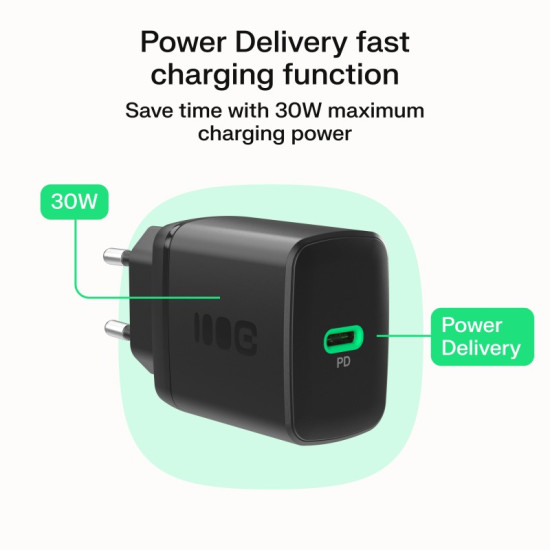 Ładowarka sieciowa USB 30W 1x USB-C CZARNA 