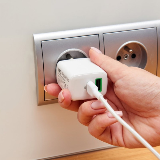 Ładowarka sieciowa USB 30W 1x USB-C BIAŁA 