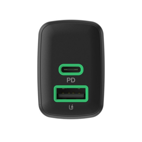 Ładowarka sieciowa 30W 1xUSB-C 1xUSB-A czarna