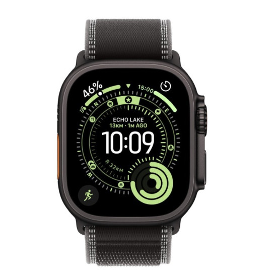Watch Ultra 3 GPS + Cellular koperta 49 mm z tytanu w kolorze czarnym, opaska Trail w kolorze czarnym/węgla drzewnego - rozmiar S/M