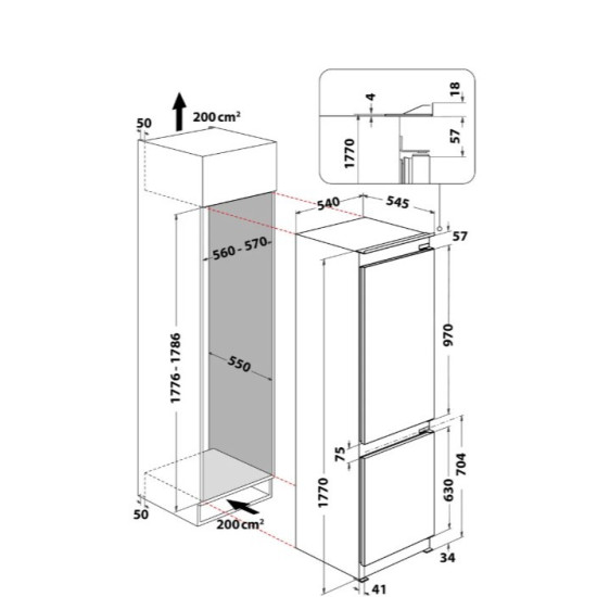 Chłodziarko-zamrażarka do zabudowy WHC18T322 