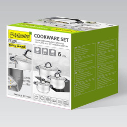 Komplet garnków z czarnymi uchwytami 6 elementów  MR-3522-6M-BLACK