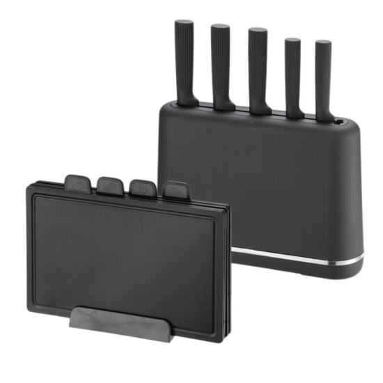 Zestaw noży + desek na podstawce MR-1412-BLACK 
