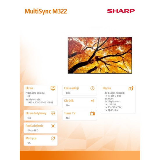 Monitor MultiSync M322 32 cale 24/7 