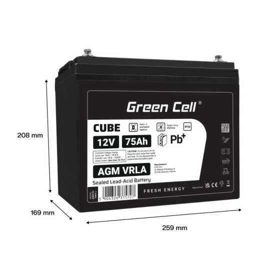 Akumulator AGM VRLA 12V 75Ah IP54