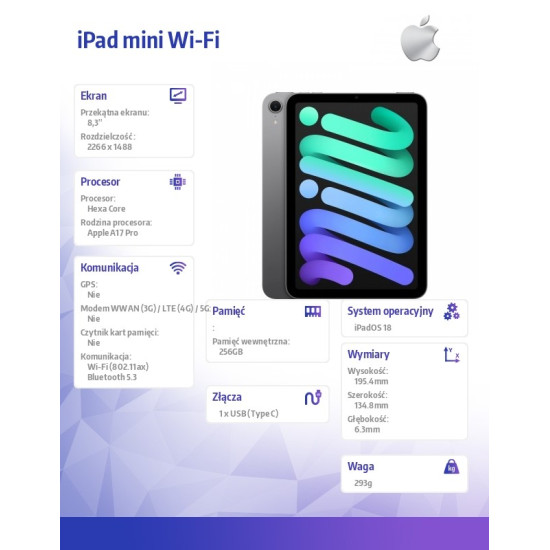 iPad mini Wi-Fi 256GB Gwiezdna szarość