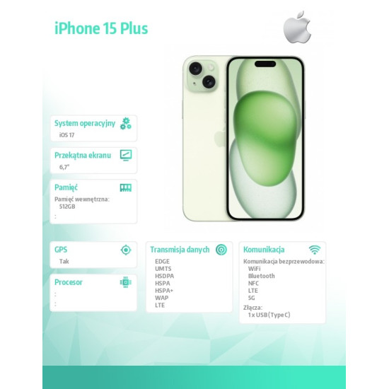 iPhone 15 Plus 512GB - Zielony