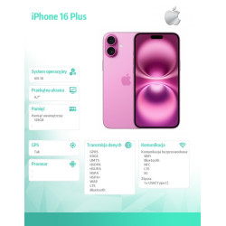 iPhone 16 Plus 128GB - Różowy