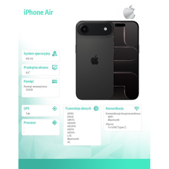 iPhone Air - gwiezdna czerń 512GB
