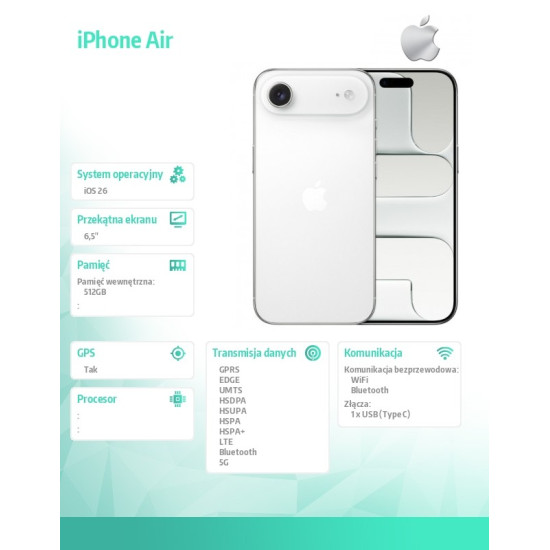 iPhone Air 512GB Biały obłok