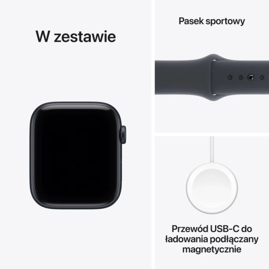Watch SE 3 GPS koperta 40 mm z aluminium w kolorze księżycowej poświaty, pasek sportowy w kolorze księżycowej poświaty - rozmiar S/M