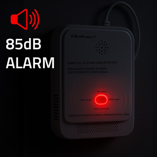 Czujnik wycieku gazu i tlenku węgla | alarm 85dB | LED 