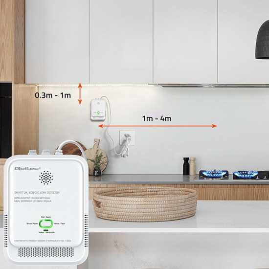 Czujnik wycieku gazu i tlenku węgla | alarm 85dB | LED 