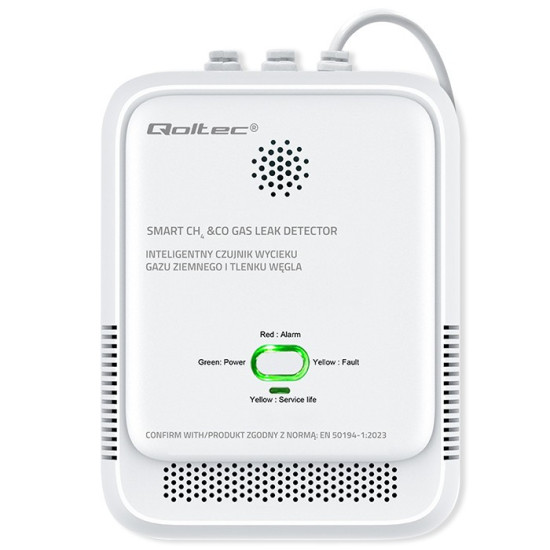 Czujnik wycieku gazu i tlenku węgla | alarm 85dB | LED 