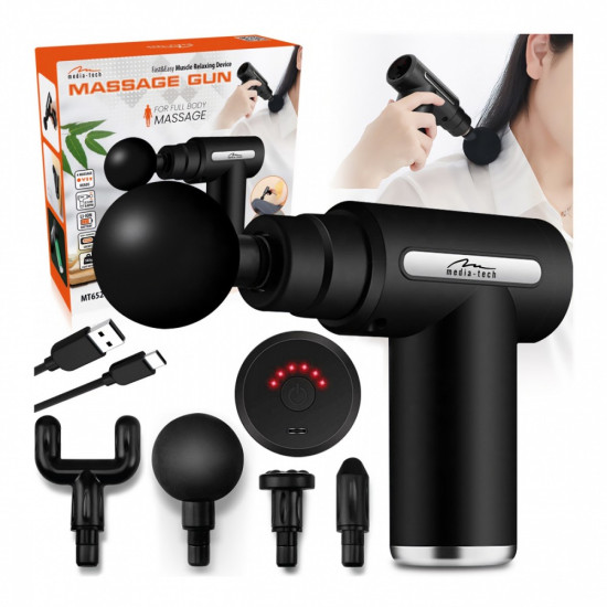 Pistolet do masażu (4 głowice) MASSAGE GUN MT6521