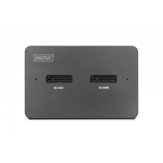 Stacja dokująca USB-C 3.2 Gen2 dla dysków SSD M.2 Duo NVMe oraz SATA (max. 2x 4 TB) z czytnikiem kart SD-Express 7.1 (max. 2 TB), czarna