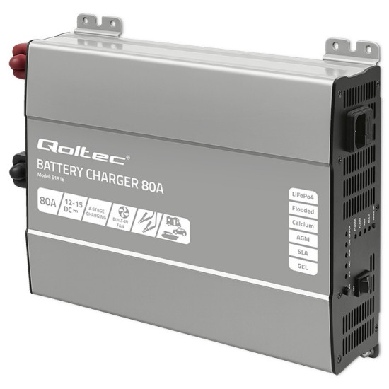 Inteligentna ładowarka do akumulatorów LiFePO4 AGM GEL SLA | 80A | 12V 