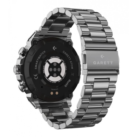 Smartwatch Atom srebrny stalowy