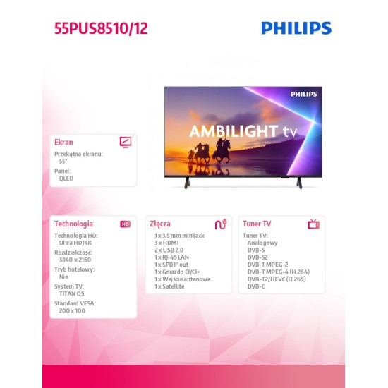 Telewizor QLED 55 cali 55PUS8510/12