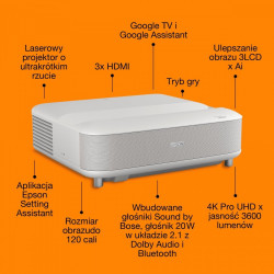 Projektor EH-LS670W 3LCD KD 4KUHD/3600L/5m:1/16:9/biały