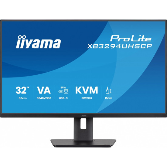 Monitor 31,5 cala XB3294UHSCP-B1.4K,VA,2xHDMI,DP,USB-C dock 95W, PIP,RJ45, 400cd, 2ms, 4xUSB, KVM,Sync,2x5W, HAS (150) PIVOT,