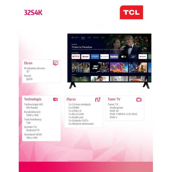 Telewizor LED 32 cale 32S4K 