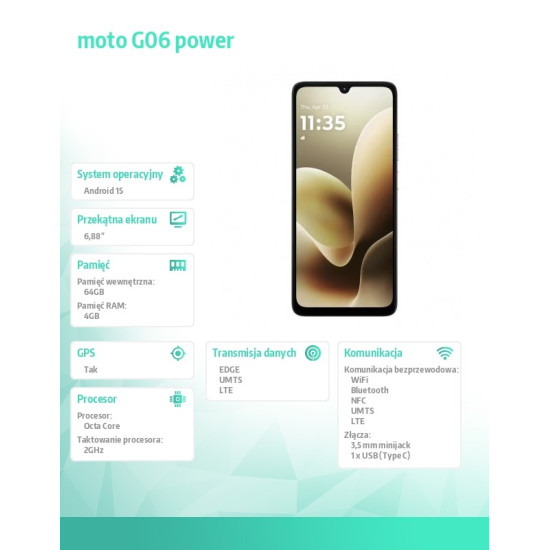 Smartfon moto G06 power 4/64 Laurel Oak 