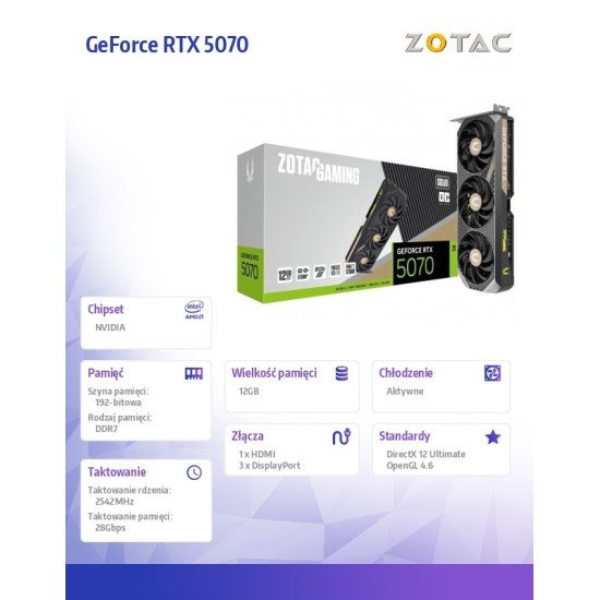 Karta graficzna GeForce RTX 5070 SOLID OC 12GB GDDR7 192bit 3DP/HDMI