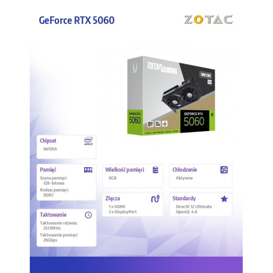 Karta graficzna GeForce RTX 5060 TWIN EDGE OC 8GB GDDR7 128bit 3DP/HDMI