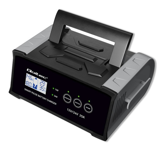 Mikroprocesorowa ładowarka 12V 24V 25A | Prostownik z funkcją naprawy do akumulatora AGM GEL SLA | LCD 