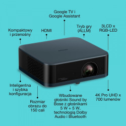 Projektor EF-62N x4K PRO-UHD/700L/5m:1/1.6kg niebieski