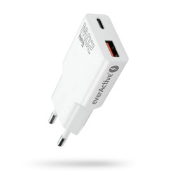 Ładowarka sieciowa SUPER SLIM QC 3.0 20W 1XUSB 1XUSB-C biała SC-340Q