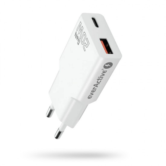 Ładowarka sieciowa SUPER SLIM QC 3.0 20W 1XUSB 1XUSB-C biała SC-340Q
