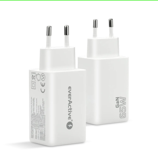 Ładowarka sieciowa GAN QC 4+ 65W 1XUSB 2XUSB-C biała SC-655Q