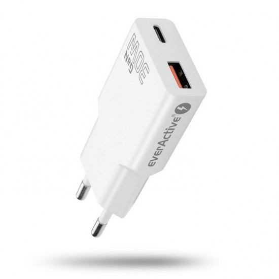 Ładowarka sieciowa SUPER SLIM QC 3.0 30W 1XUSB 1XUSB-C biała SC-380Q 