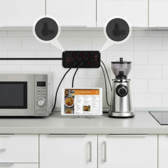 Listwa zasilająca MCE389 B 6 gniazd 4xUSB-A, 1xUSB-C 110-240V AC 50/60Hz, 2.1A max 2500W, czarna