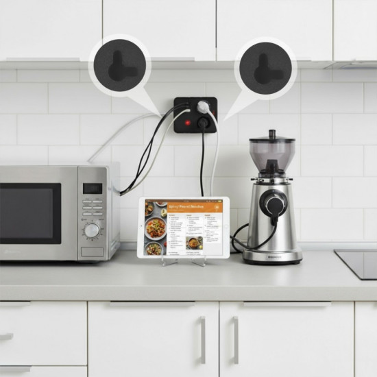 Listwa zasilająca MCE388 B 2 gniazda, 3xUSB, 110-120V AC 50/60Hz, 2.1A max 2500W, 3m czarna