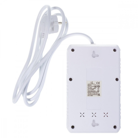 Listwa zasilająca MCE392 W 4 gniazda 3xUSB, 110-240V AC 50/60Hz, 2.1A max 2500W 1,5m biała