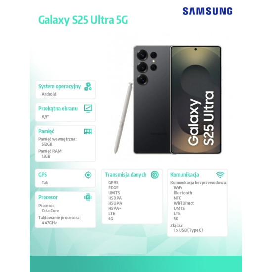 Smartfon Galaxy S25 Ultra 5G DualSIM 12/512GB czarny