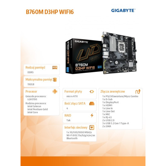 Płyta główna B760M D3HP WIFI6 mATX 