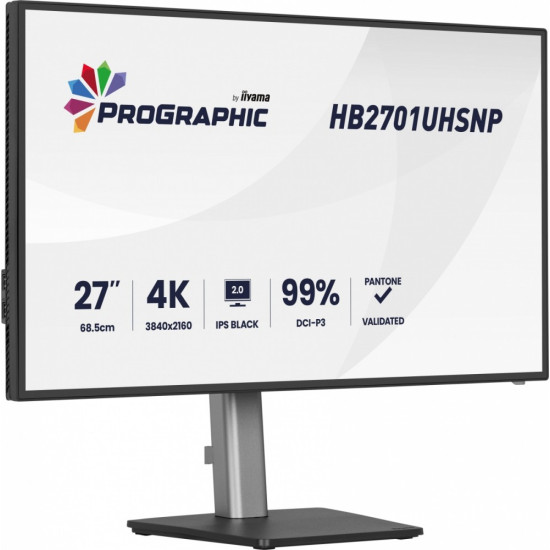 Monitor 27 cali ProGraphic HB2701UHSNP-B1 4K,IPS BLACK 2.0,450cd,VESA USB-c dock(PD:96W),HDMI,DP,DAISY/CHAIN,4xUSB,RJ45,3000:1,sRGB:100%,DCI-P3:99%,KV
