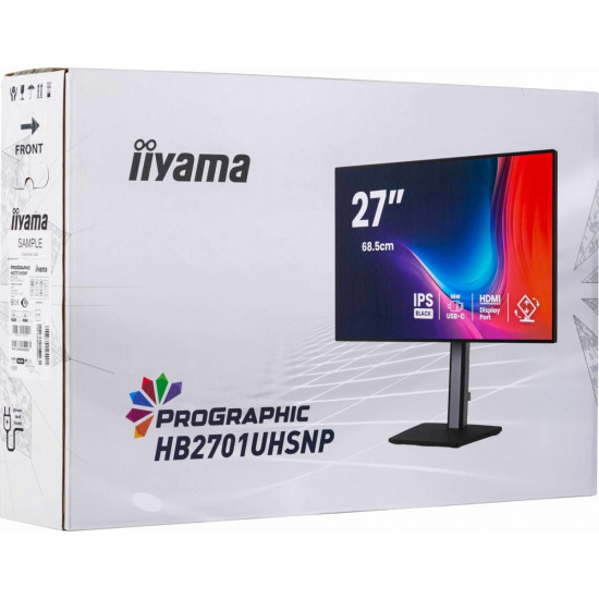 Monitor 27 cali ProGraphic HB2701UHSNP-B1 4K,IPS BLACK 2.0,450cd,VESA USB-c dock(PD:96W),HDMI,DP,DAISY/CHAIN,4xUSB,RJ45,3000:1,sRGB:100%,DCI-P3:99%,KV