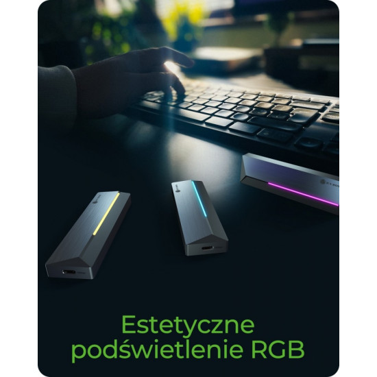 Obudowa dysku IB-1826MCL-CU31 M.2 NVMe i SATA obudowa, RGB lighting, USB 3.2 Gen 2, 10 Gbps 