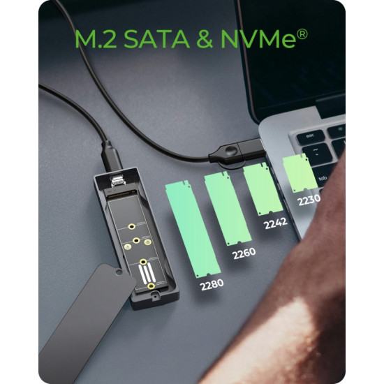 Obudowa dysku IB-1826MCL-CU31 M.2 NVMe i SATA obudowa, RGB lighting, USB 3.2 Gen 2, 10 Gbps 