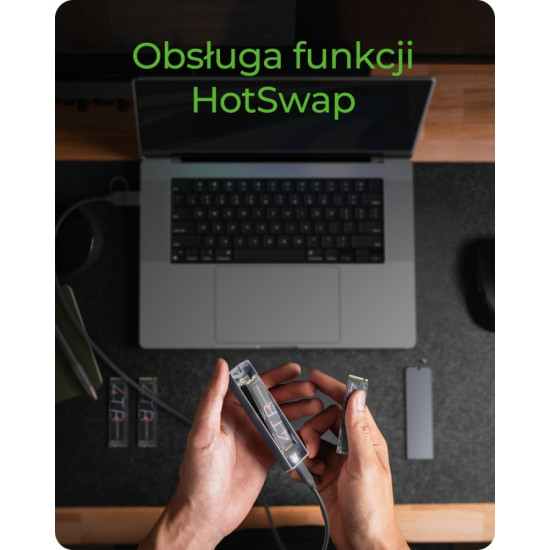 Obudowa dysku IB-1826MCL-CU31 M.2 NVMe i SATA obudowa, RGB lighting, USB 3.2 Gen 2, 10 Gbps 